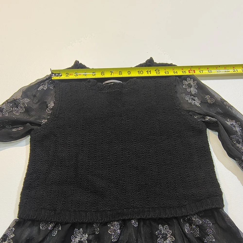 Anthropologie Sweater Womens Small Black Layered Sheer Floral Whimsygoth Boho ,S - Picture 6 of 13